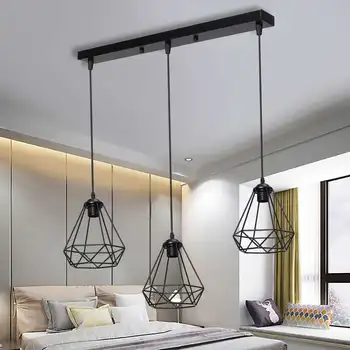 

Vintage Industrial Iron Hanging Pendant Lights E27 LED black Pendant Lamps for Living Room Bedroom Retro Mount Ceiling Light
