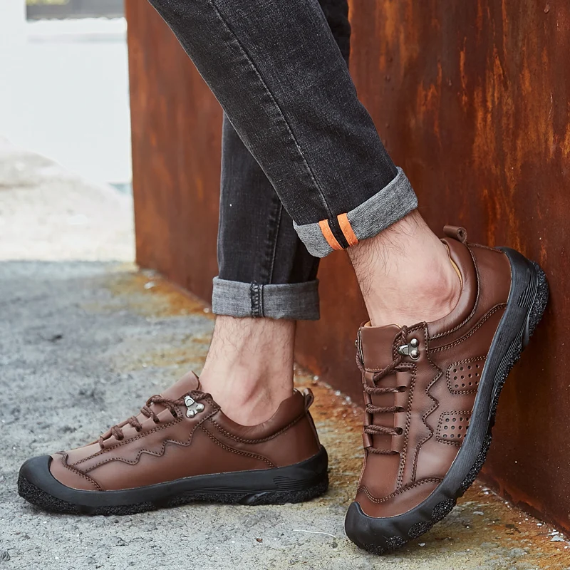 Vancat New Big Size 38-48 Men Casual Shoes Loafers Spring Autumn Mens Moccasins Shoes Genuine Leather Men's Flat shoes Men shoes