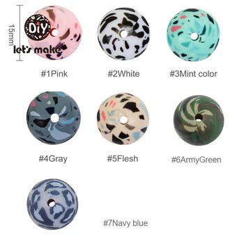 

Silicone Beads 10pcs 12mm BPA Free Leopard Camo Hexagon Beads Colorful Gritty perle silicone Pacifier Clip Making 2020