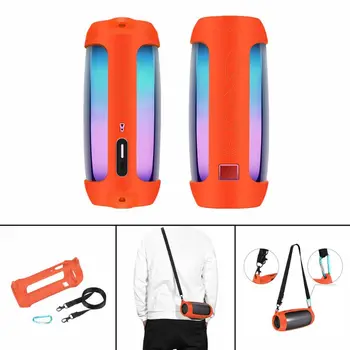 

Silicone Case Cover With Strap Carabiner for JBL Pulse 4 Bluetooth Speaker