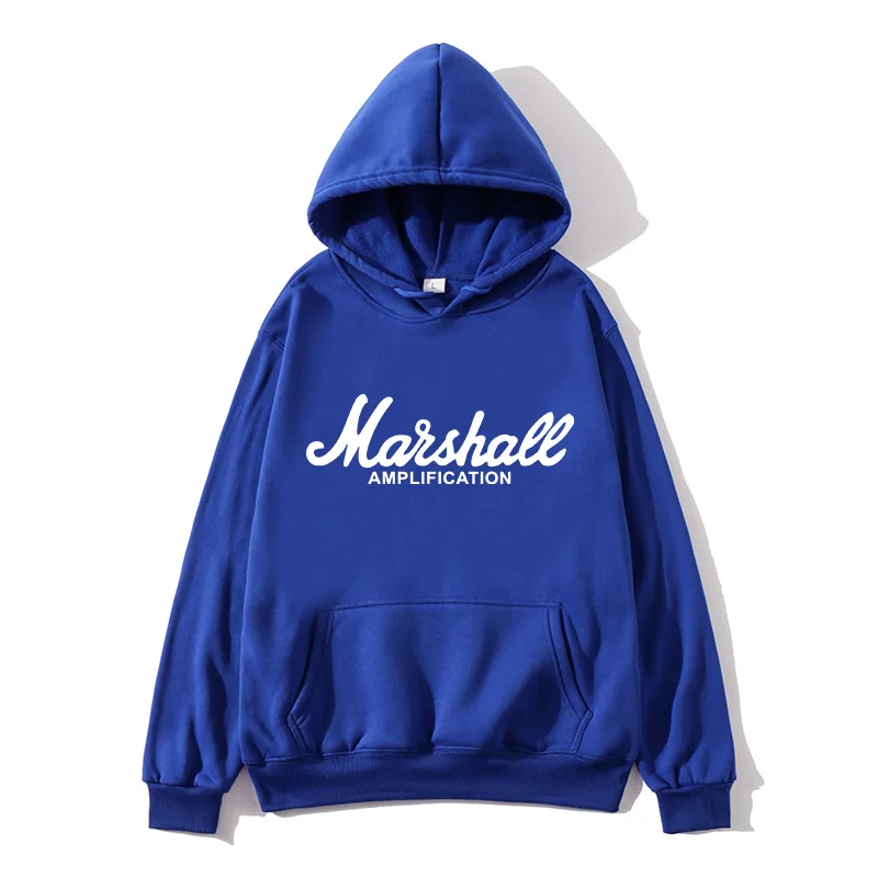 New Spring Autumn Marshall Hoodie Men Amplification Hoodies Mens Slim Hooded Sweatshirt Hip Hop Brand Streetwear Clothes - Цвет: Royal blue