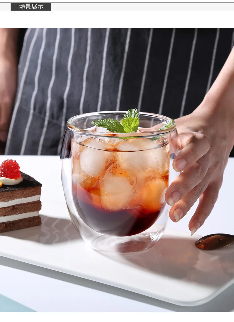 Manufacturers Direct Selling ming shang de 400 Ml Double Layer Glass Cup Coffee Cup High Borosilicate Glasses Customizable