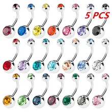 5 шт разных цветов пупка кольцо хирургическая сталь гипоаллергенный свинец и никел14 Калибр пупка пирсинг ювелирные изделия для тела