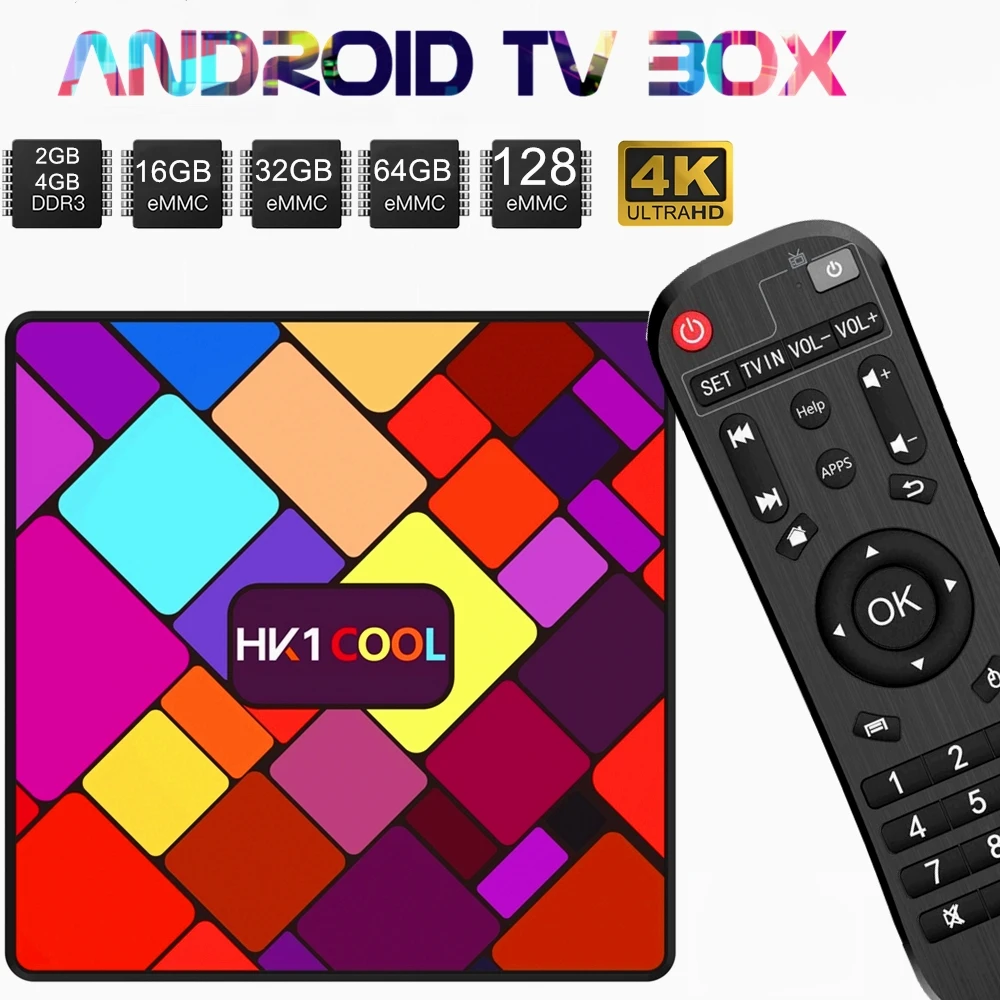 ТВ приставка HK1COOL Android 9 0 4 + 16 128 ГБ 4K BT|ТВ-приставки и медиаплееры| |