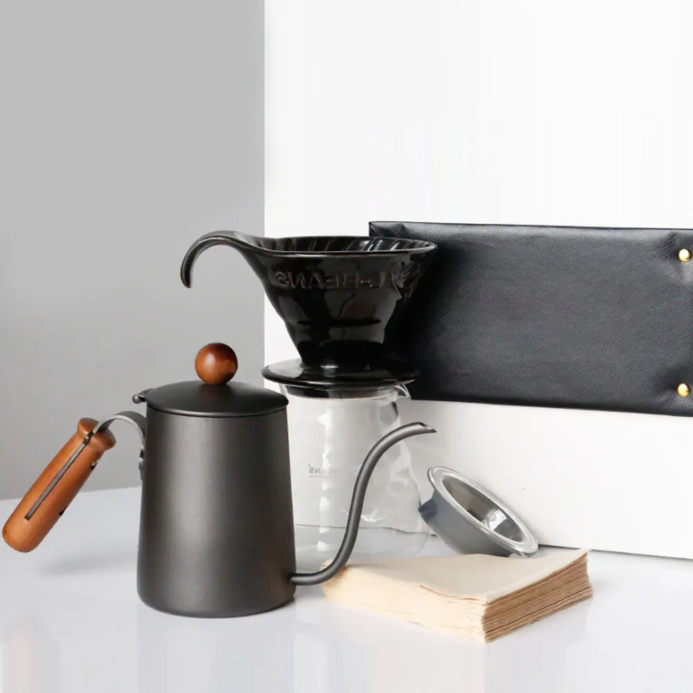 

Manual Coffee Pot Filter Ceramic Cup Gift Box Set Outing Portable Brew Coffee Pot Measuring Cup