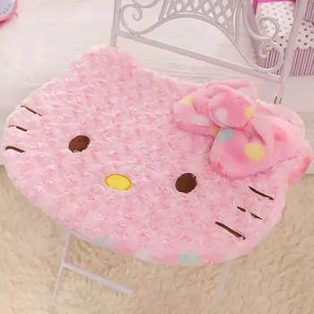 

Cute plush KT with colorful bowknot chair seat soft and warmer stuffed cushion girls' gifts