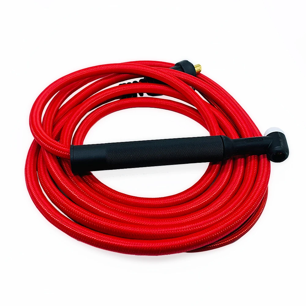 Welding Torch WP26 WP26V WP26F WP26FV TIG Welding Torch Gas-Electric Integrated Red Hose Cable Wires 3.7M 35-50 Euro Connector 13.12FT