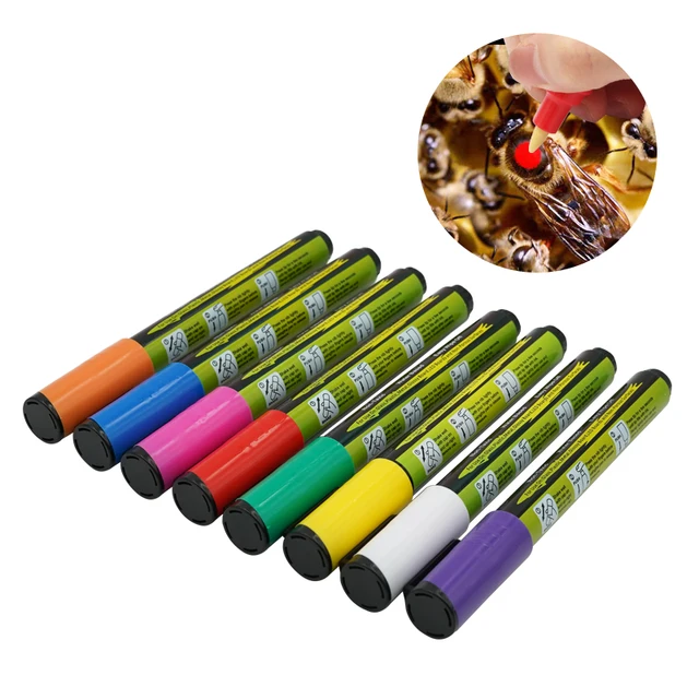 Queen King Bee Jelölő Toll Led Kiemelő Jelek Pen 6Mm 8 Színek Opcionális Ferde Nibrush Méhész Méhek Szerszámok 1 Db