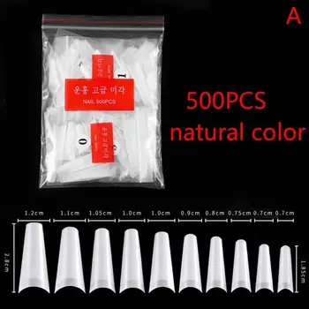 

500 Pcs False Nails With Transparent Or White For Women Seamless Long French Half Cover Artificial Fake Nails