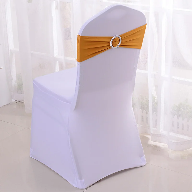 

150pc Hotel Banquet Wedding Chair Sashes Stretch Chair Band Gold Red Pink Purple Blue Chair Bow Party Chairs Sash Decorations