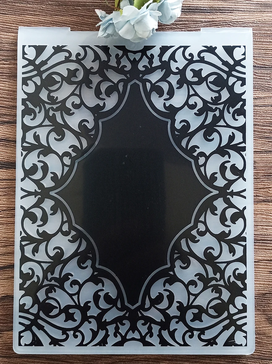 Plastic Embossing Folder AZSG Leaf Picture Frame Flowers Plastic Embossing Folder for DIY Scrapbooking Photo Album Paper Craft