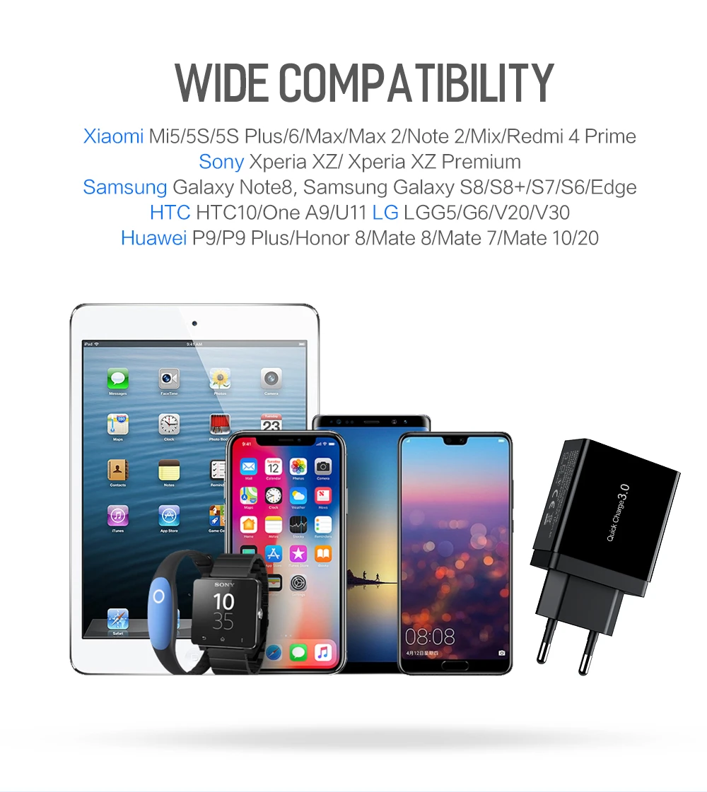 ROCK Quick Charge 3,0 зарядное устройство для телефона USB 30 Вт QC3.0 светодиодный светильник дисплей QC Turbo Быстрая зарядка для iPhone Xiaomi Mi 9 huawei P30 Pro