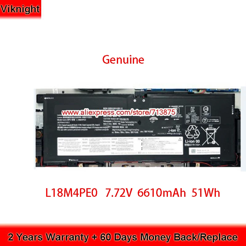 

Genuine L18M4PE0 L18L4PE0 Battery for Lenovo Yoga C740-14IML 5B10U40210 Laptop 7.72V 51Wh