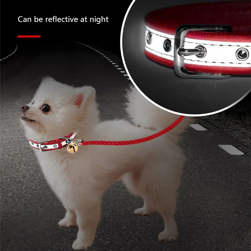 Pet Cat Bell Collar Reflective Cat Collars Adjustable Buckle Kitten Puppy Collar Anti Biting Neck Strap Universal For Cats Dogs