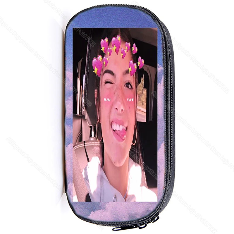 Students Charli Damelio Pencil Case Boys Pencil Box Kids Zipper Pen Bag Children Pencil Holder School Supplies Girls Makeup Bag