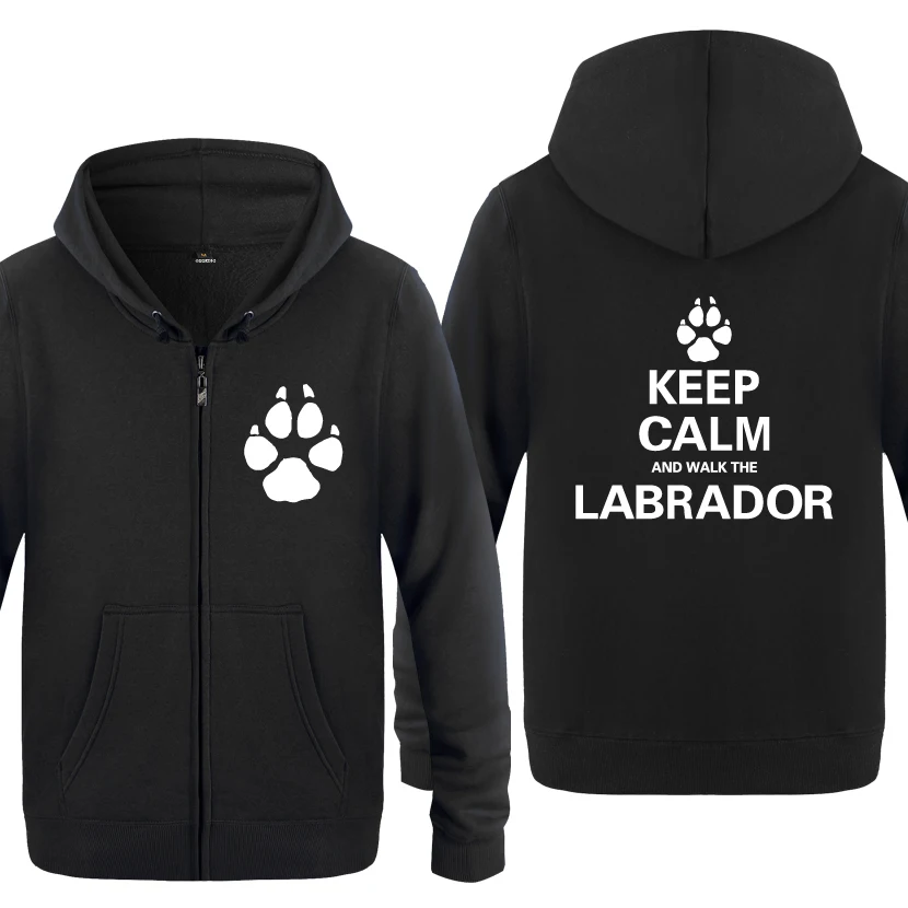 Keep Calm and Walk Лабрадор-подарок для собак, толстовки для мужчин, мужские флисовые толстовки на молнии с капюшоном, кардиганы