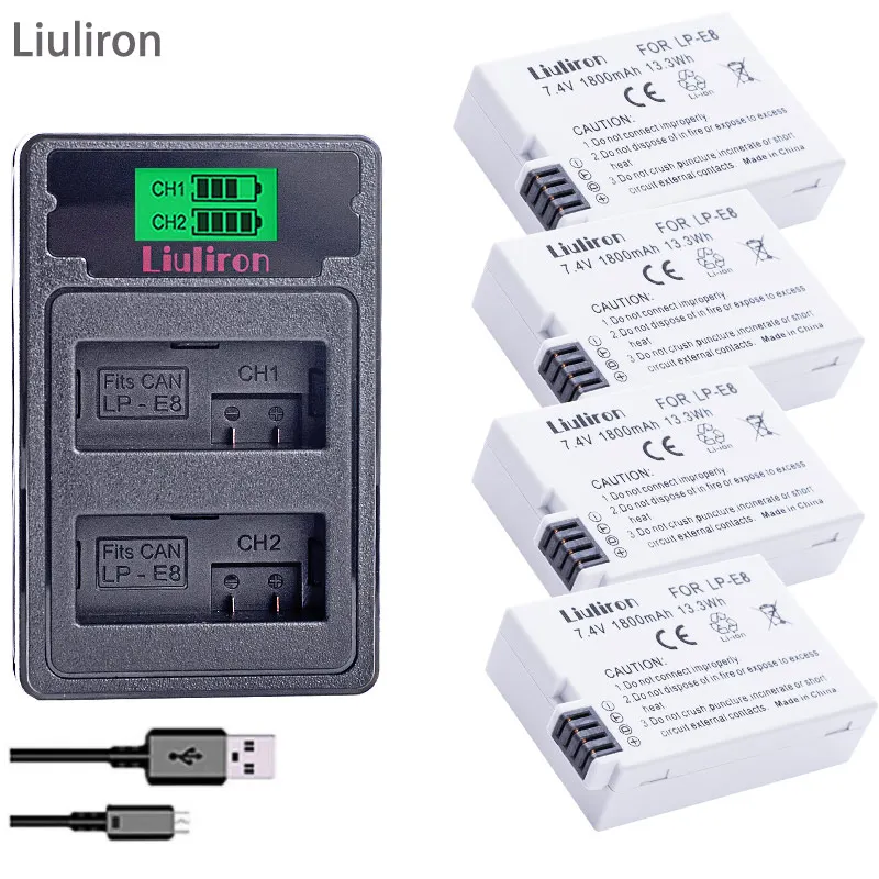 

bateria LP-E8 LPE8 LP E8 Battery + LCD Dual Charger for Canon EOS 550D 600D 650D 700D X4 X5 X6i X7i T2i T3i Battery