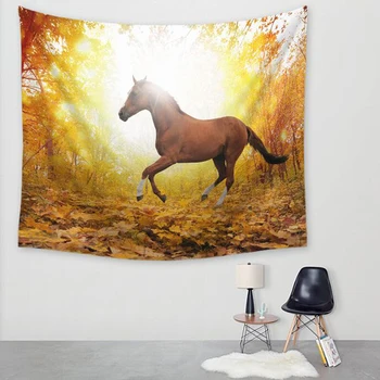 

Digital Printing Tapestry Horse Printing Wall Tapestry In The Sunset Polyester Beach Towel Home Decoration Tablecloth