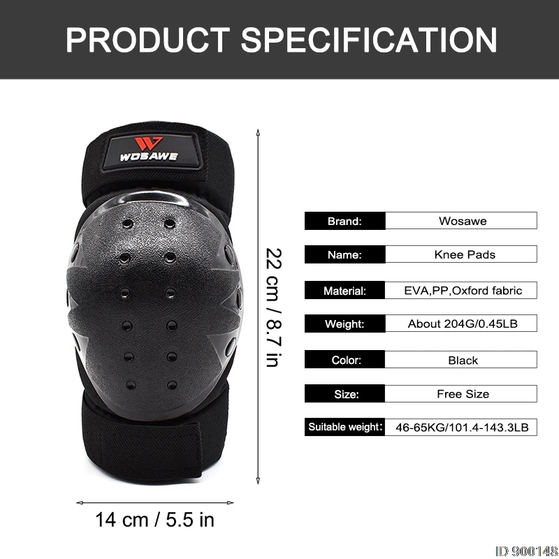 WOSAWE Motorcycle Cycling Knee Elbow Pads Protector Protective Gear Sports Tactical Skating Skiing Straps Adjustable Protection
