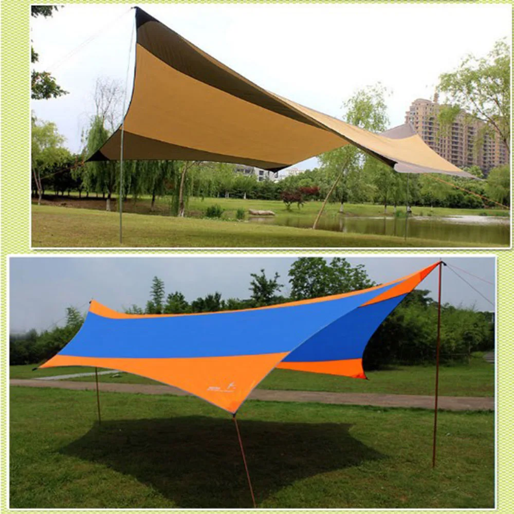 5.5*5.6*2.4M Awning Waterproof Tarp Tent 210D Silver Coated Oxford Fabric Iron Poles Sunshade Outdoor Camping Shelter Camping