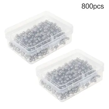 

800 Pieces Map Tacks Push Pins Round Plastic Head with Stainless Steel Point, 0.16 Inch Head