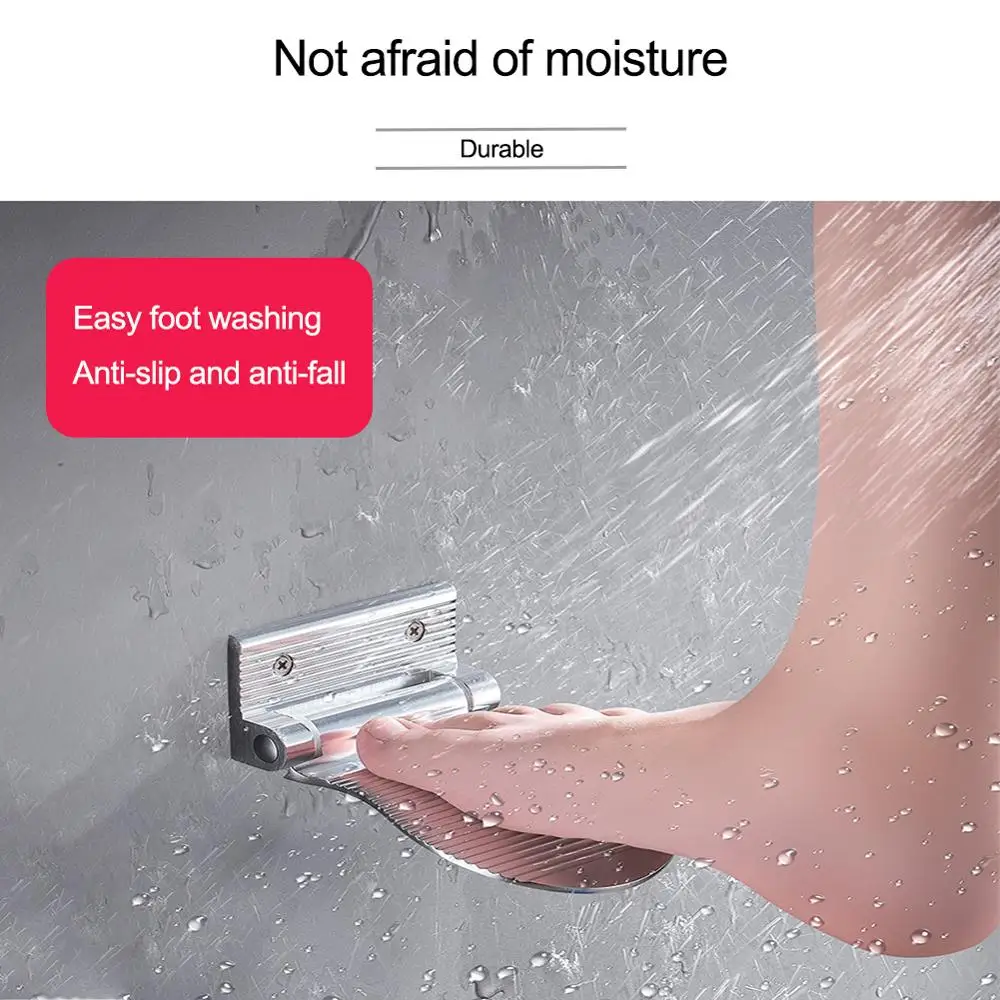

Shower Footstool Aluminium Alloy Black/Silver Wall Mounted 1pc Shower Footstool Bathroom Rest Pedestal Footstool Hardware