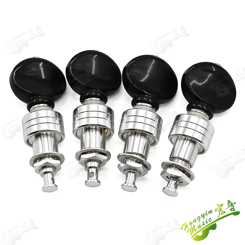 우쿨렐레 블랙 및 실버 업라이트 준 버튼 스트링 버튼, 와인더 악기 액세서리