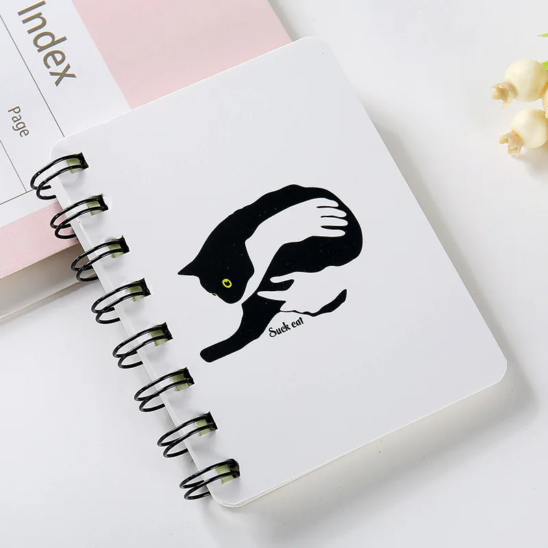 Flower cat Новинка, мультяшный портативный блокнот с мини-катушкой, твердая обложка, милая тетрадь с животными, органайзер для записей, школьные принадлежности, детский подарок - Цвет: Flower cat