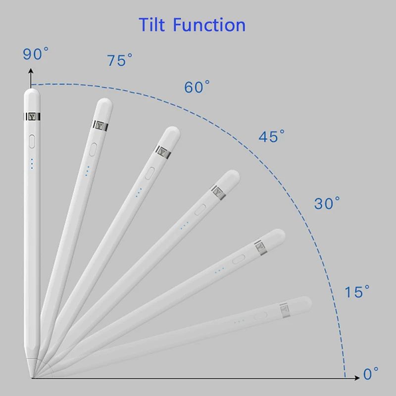 Peilinc Pencil Stylus Pen for iPad Pens for Apple Pencil 2 1 Battery Display Reminder Tilt Palm Rejection OTG Type-C Lightning
