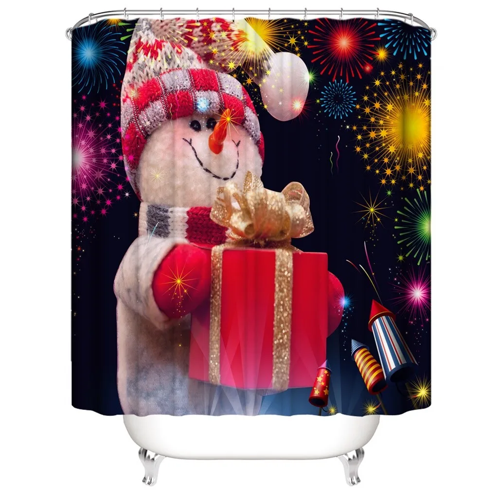 Merry Christmas набор для ванной, снеговик, Санта Клаус, лось, узор, водонепроницаемый, занавеска для душа, крышка для туалета, коврик, нескользящий, ковер, домашний декор