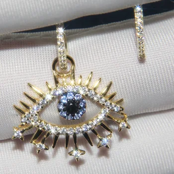 

Baoyocn Fashion Brand Real 925 Sterling Silver Yellow Gold Color Asymmetry Lucky Eyes Earrings Micro Cubic Zircon Women Jewelry