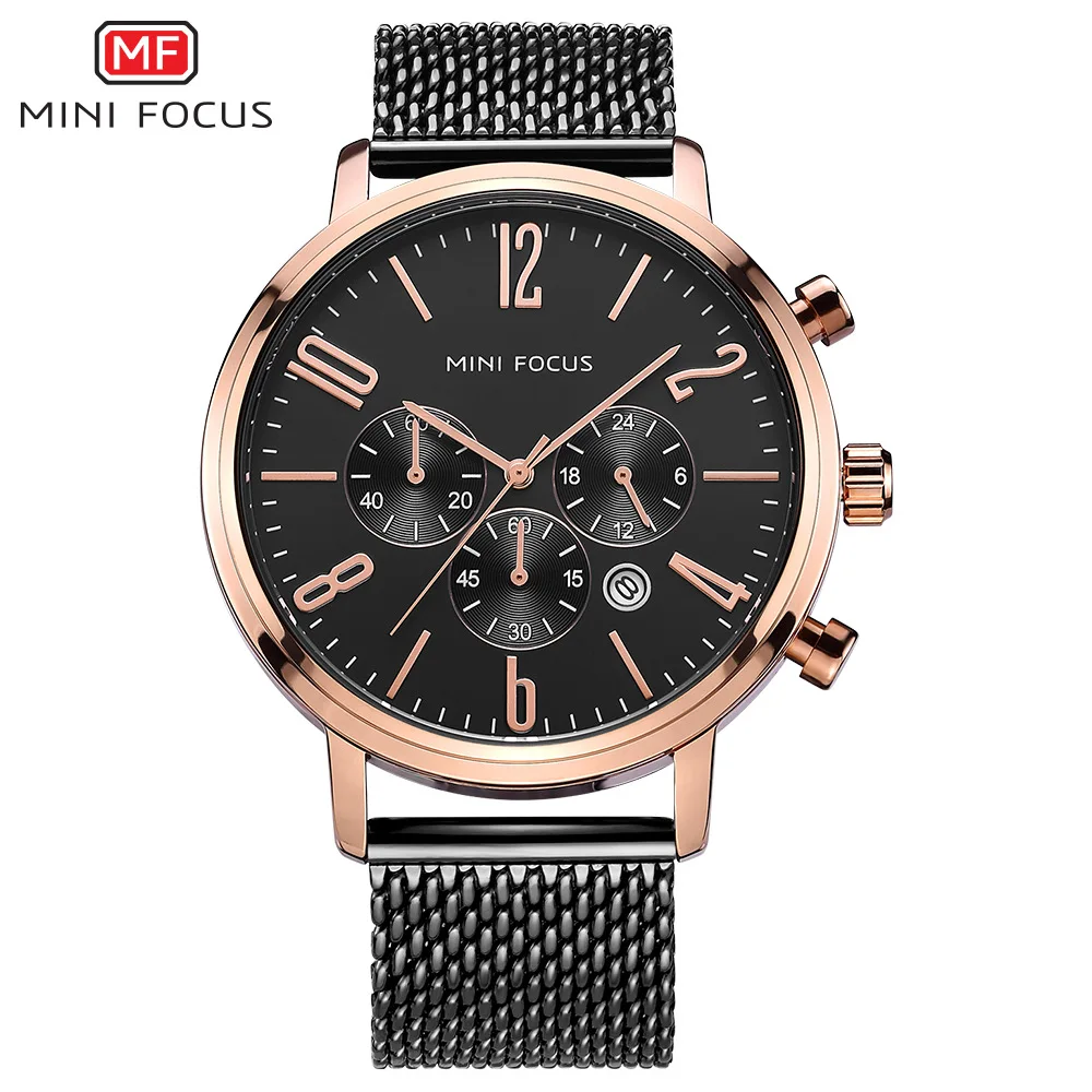 

Minifocus 0183G Men Fashion Mesh Belt Quartz Watch Small Dial Multi-functional Waterproof Stainless Steel Watch