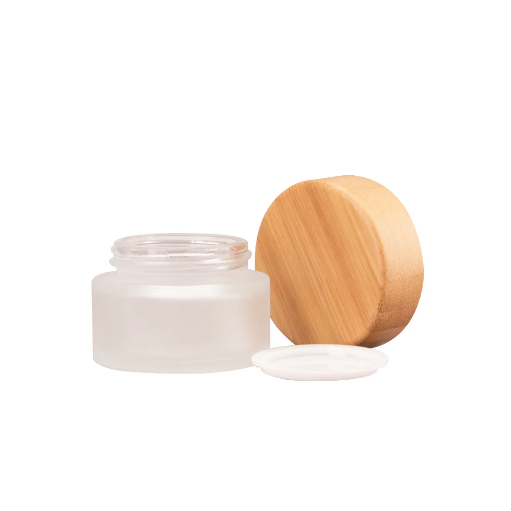 glass jar 5 г, 10 г, 20 г, 30 г, 50 г, 60 г 80 г 100 г 150 г 200 г 250 бамбук алюминиевая банка для косметики, 1oz 2oz бамбуковые баночки деревянная косметическая банка, контейнер - Цвет: glass jar