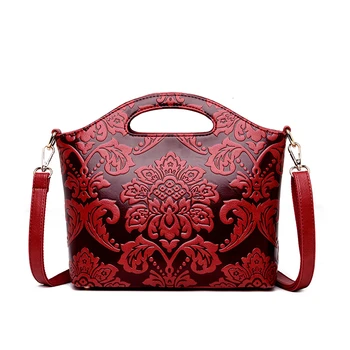 

Fashion Luxury Flowers Handbags Women Embossed Leather Shoulder Bags Ethnic National Style Crossbody Bag Ladies Totes