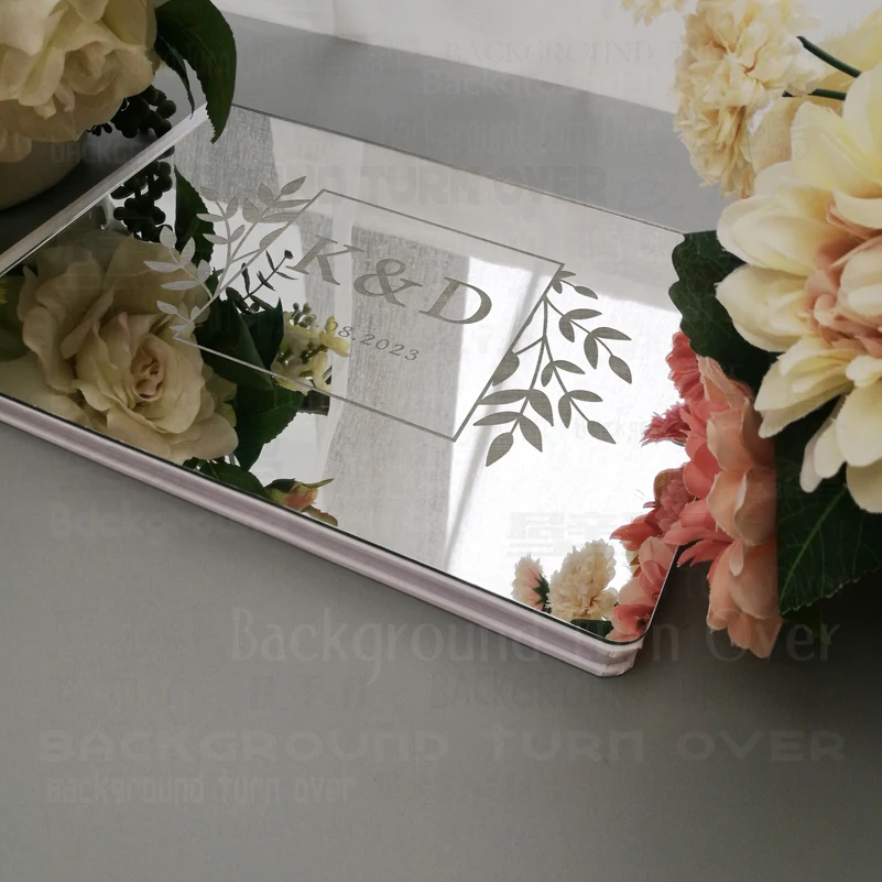 Wedding Guest Book Guestbook Personalized Mirror Engrave Carve Signature Books Album Cover Gift Rustic Alternative G051
