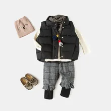 Akz052, плотные штаны с начесом для маленьких девочек г., новая стильная верхняя одежда на осень и зиму детская одежда, зимние штаны для детей от 3 лет