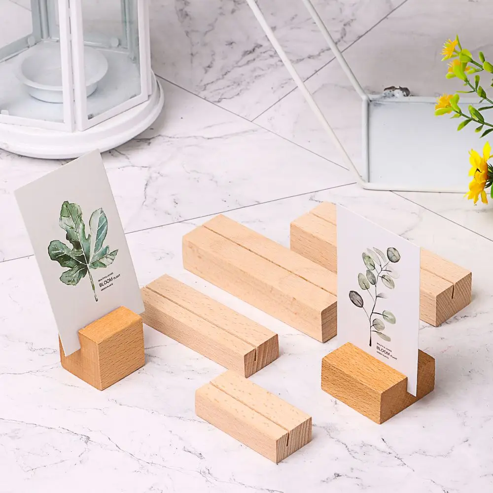 2Pcs Memo Pad Clip Retro Wooden Typewriter Card Holder