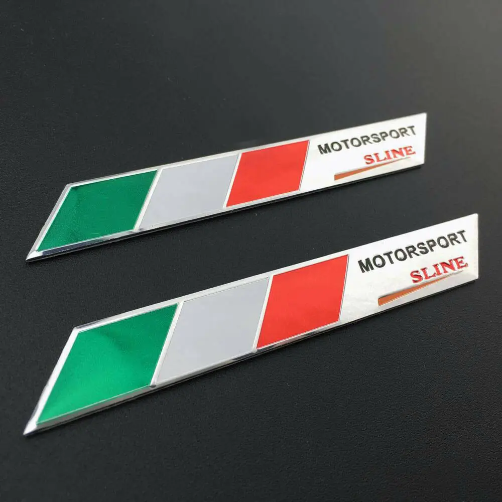 

2pcs Alumiunm Italy Flag Motorsport Car Auto Side aEmblem Badge Decal Sticker
