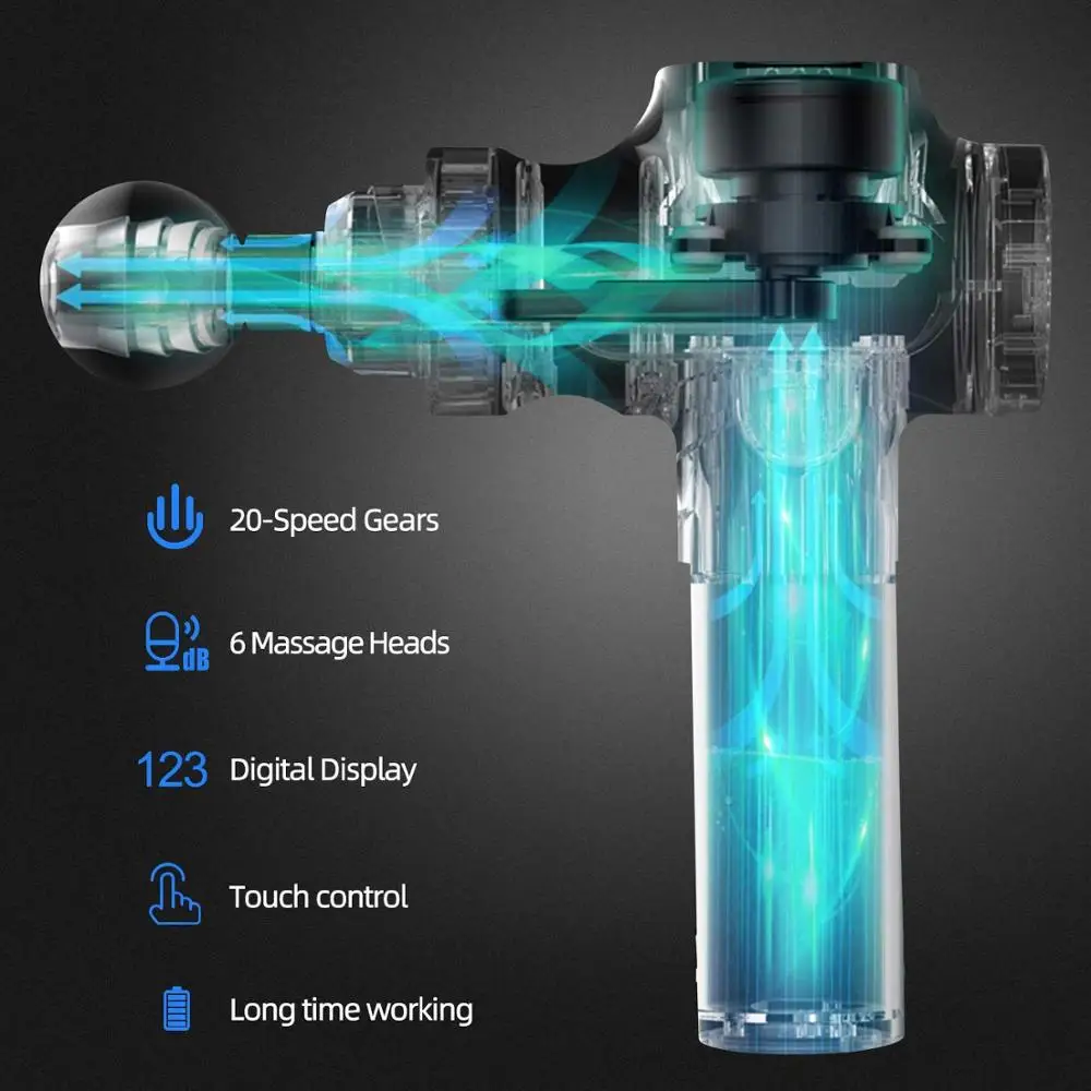 Aptoco пистолет для массажа Мышц Массажер для глубоких тканей терапия пистолет для тренировки боли в мышцах коррекция фигуры