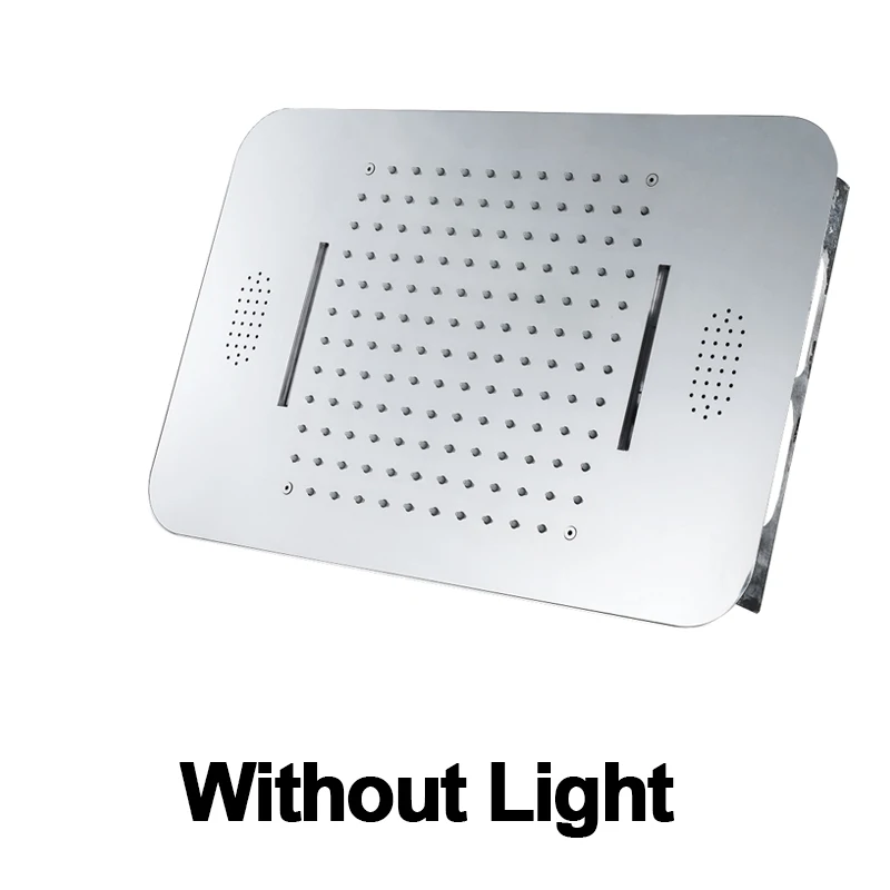 Роскошный красочный светодиодный душевой динамик потолочный квадратный SUS304 Хромированная душевая головка для ванной комнаты Bluetooth музыкальный душ с дождевой насадкой - Цвет: Without Light