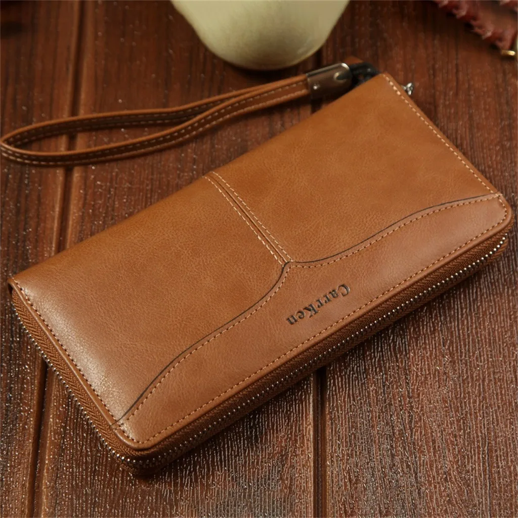 Мужской кошелек из натуральной кожи cartera mujer monedero, Мужской Длинный кошелек, повседневный Многофункциональный клатч, сумка для карт