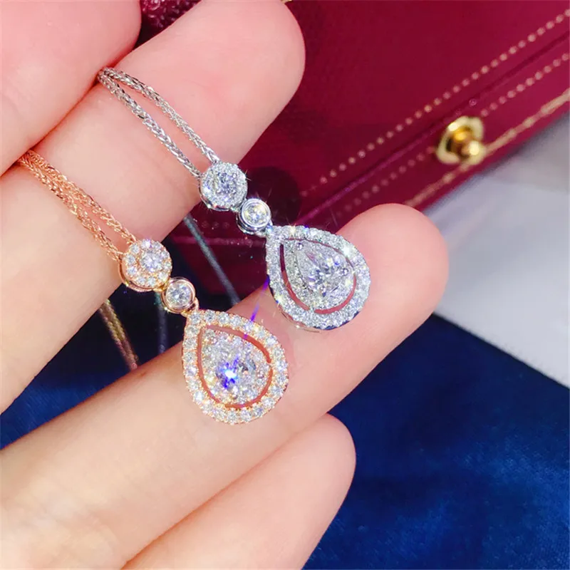 18 К розовое золото Капля воды лаборатория алмазный кулон серебро 925 пробы