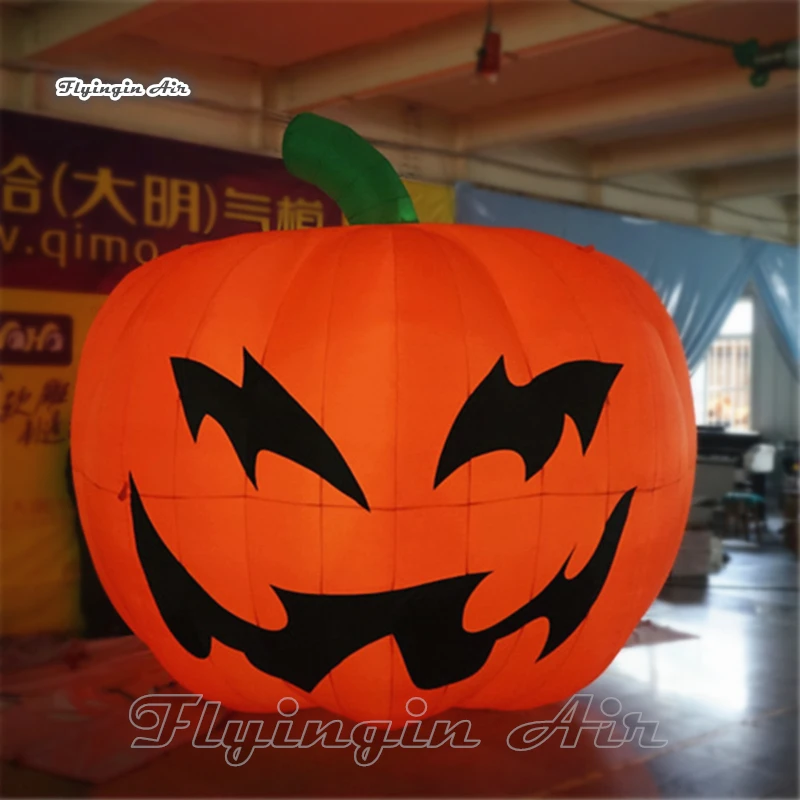 

Customized Lighting Inflatable Evil Pumpkin 4m/5m Giant Smiling Pumpkin Head Balloon For Halloween Decoration