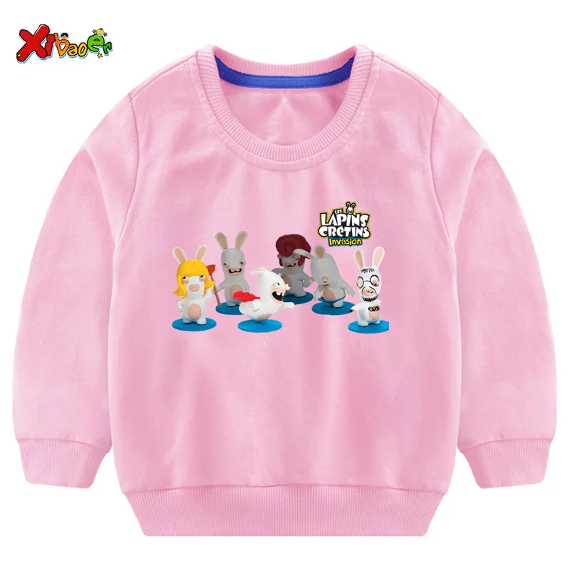 

Sweatshirts 3-9Years Old Cartoon Child Crazy Rabbit Print Sweatshirts Boy Girl Rabbit Funny Autumn White Round Neck Cotton Shirt
