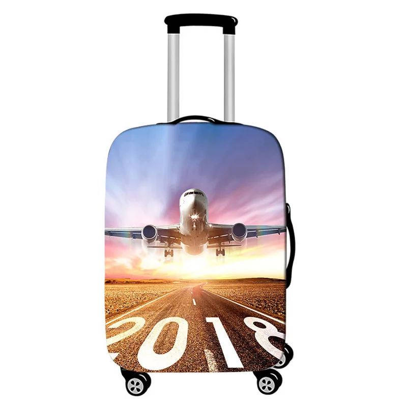 F Luggage cover Чехол для багажа с рисунком самолета, эластичный чехол для костюма, пылезащитный чехол, 18-32 дюйма, чехол для костюма, пылезащитный чехол для тележки, аксессуары для путешествий - Цвет: F Luggage cover