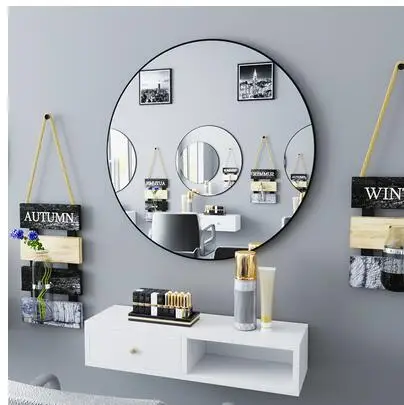 Hairdressing mirror hairdressing shop mirror platform ellipse simple hairdressing net red band led light hair salon