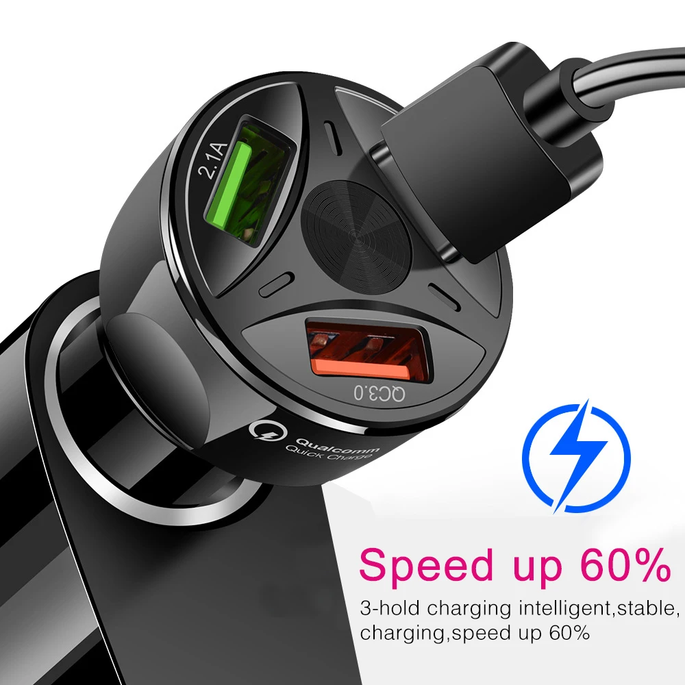 Быстрое Автомобильное зарядное устройство QC 3 0 порта USB Qick зарядка для автомобиля