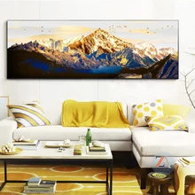 Golden Mountains Abstract Mural Posters and Prints Oil Painting on Canvas Print Canvas Paintings for Living Room Home Decoration