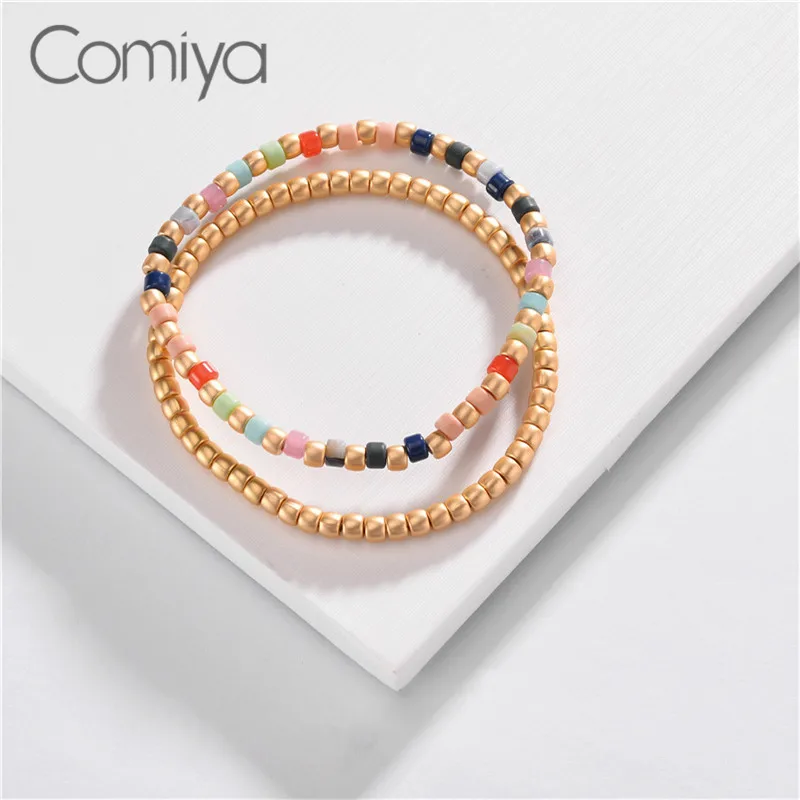 Comiya корейские браслеты для женщин Bijoux Femme Золотой цветной цинк сплав модный браслет из бусин Pulseira акриловые бусины аксессуары