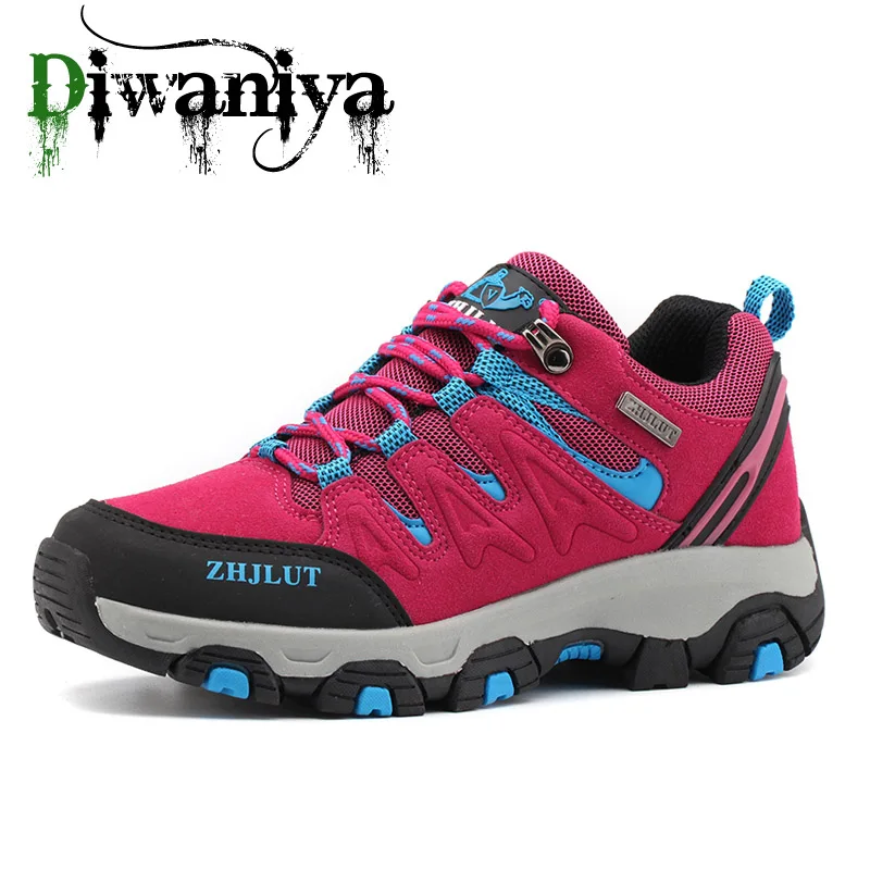 Women Hiking Shoes Men Nubuck Cow Suede Leather Tactical Trekking